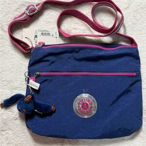 NWT Kipling Annabelle Crossbody Bag Admiral Blue & Monkey Charm